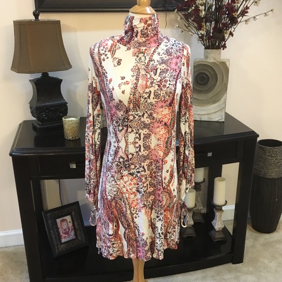 Free people ivory printed all dolled up mini dress - Picture 2 of 8